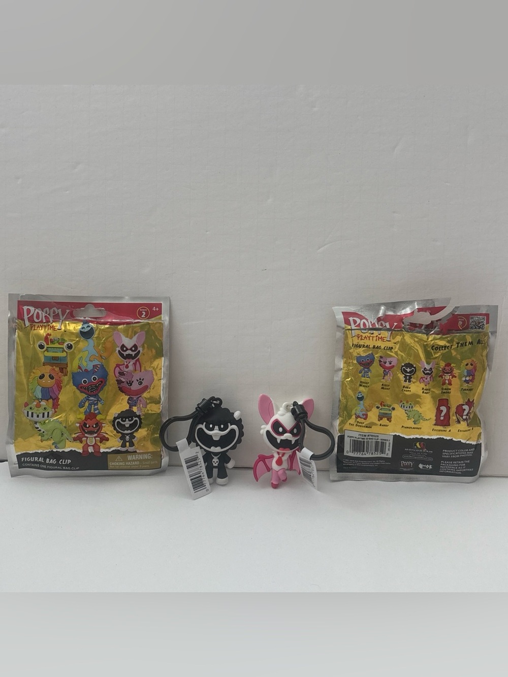 Poppy Playtime Series 2 Figural 3D Bag Clip Keychain Lot Rabie Baby & Baba Chops